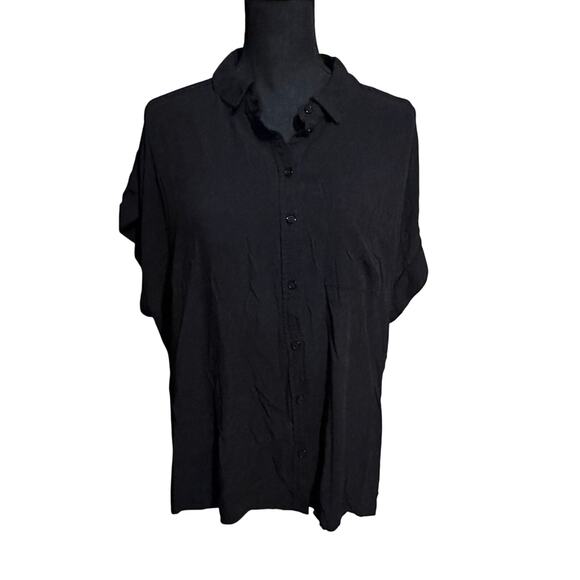 Velvet Heart Black Short Sleeve Button Up Shirt Blouse Women's Plus 1X - Picture 1 of 9